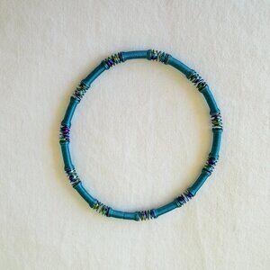 Aqua Blue Coiled Beaded Bracelet